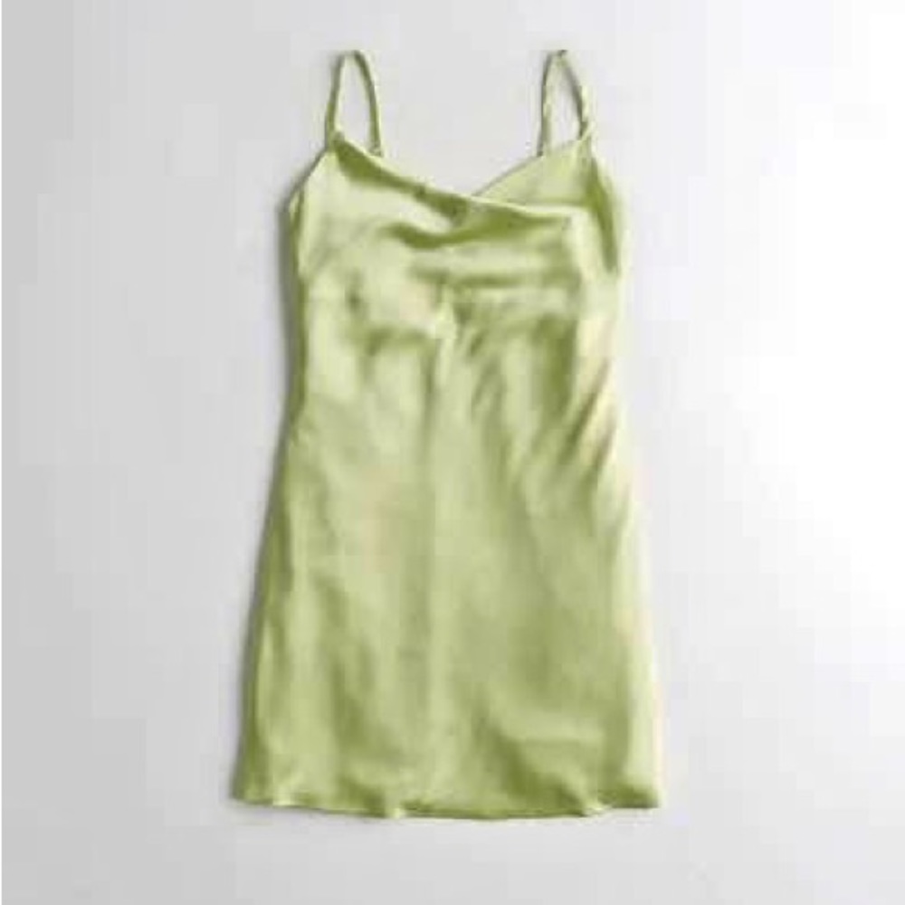 Hollister light green satin slip mini dress